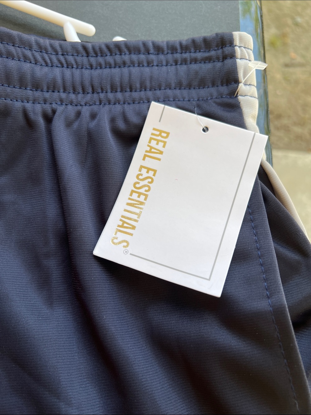 Essentials Kids Navy Sweatpants with Cream Side Trim medium